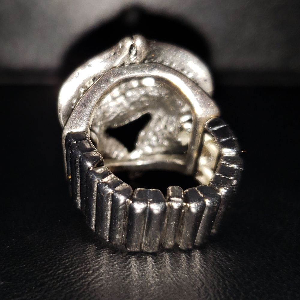 2/$20 Silver leaf ring with stones adjustable band - Picture 5 of 8